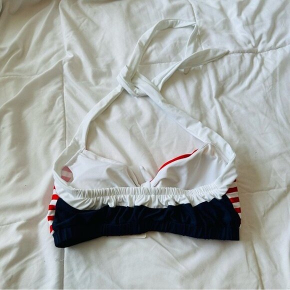 Futurino Red White Striped Bikini Top XL | Retro Halter Swim Top Pin-Up Style - Picture 3 of 7